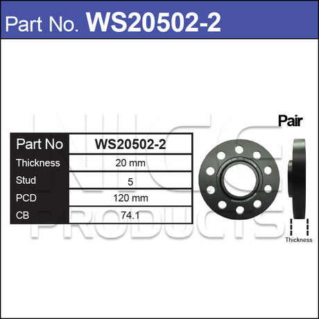 Hub Centric Wheel Spacers WS20502-2 - Nice Products | Universal Auto Spares