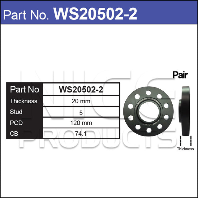 Hub Centric Wheel Spacers WS20502-2 - Nice Products | Universal Auto Spares