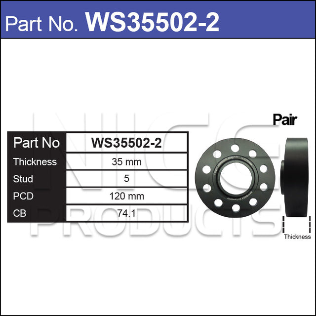 Hub Centric Wheel Spacers WS35502-2 - Nice Products | Universal Auto Spares