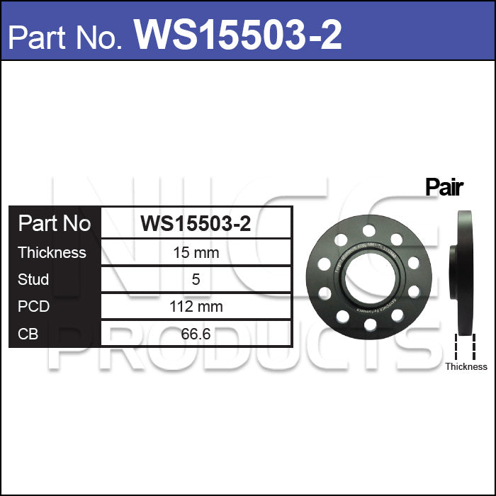 Hub Centric Wheel Spacers (Pair) WS15503-2 - Nice Products | Universal Auto Spares