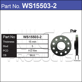 Hub Centric Wheel Spacers (Pair) WS15503-2 - Nice Products | Universal Auto Spares