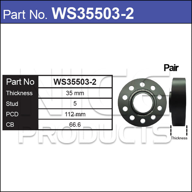 Hub Centric Wheel Spacers WS35503-2 - Nice Products | Universal Auto Spares