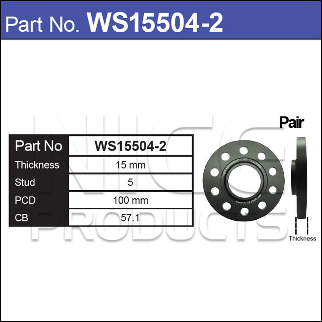 Hub Centric Wheel Spacers WS15504-2 - Nice Products | Universal Auto Spares