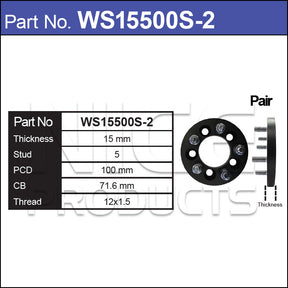 Wheel Spacers With Wheel Studs WS15500S-2 - Nice Products | Universal Auto Spares