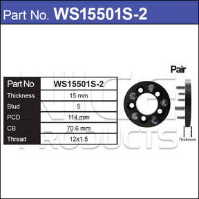 Wheel Spacers With Wheel Studs WS15501S-2 - Nice Products | Universal Auto Spares
