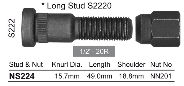 Stud & Nut NS224 - Nice Products | Universal Auto Spares
