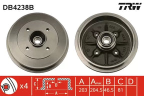 Brake Drum DB4238B - TRW