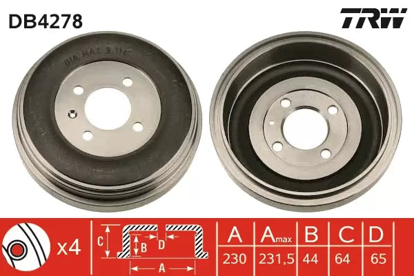 Brake Drum DB4278 - TRW