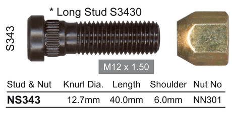 Stud & Nut NS343 - Nice Products | Universal Auto Spares