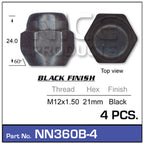 Black Wheel Nut NN360B-4 - Nice Products | Universal Auto Spares