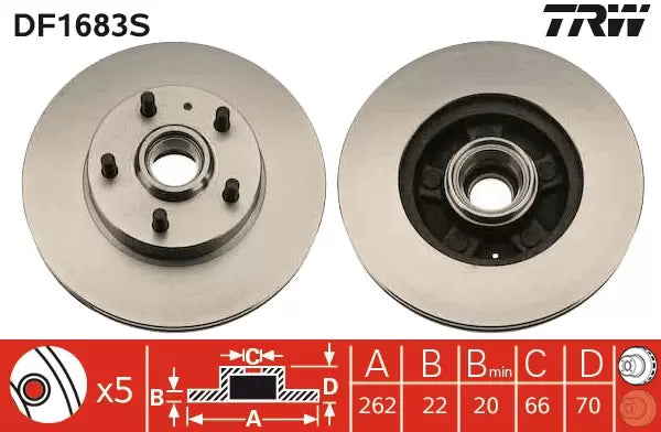 Brake Disc DF1683S - TRW