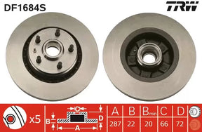 Brake Disc DF1684S - TRW