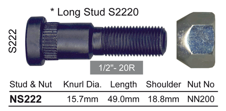 Stud & Nut NS222 - Nice Products | Universal Auto Spares