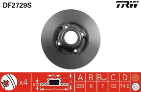Brake Disc DF6729S - TRW