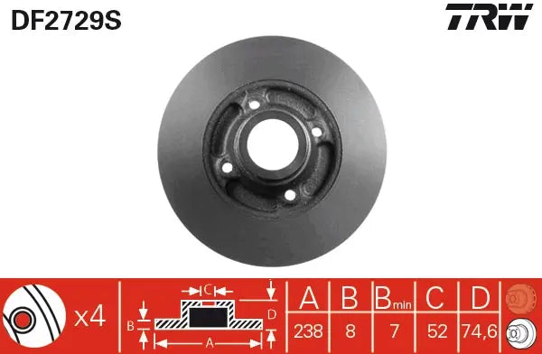 Brake Disc DF6729S - TRW