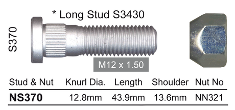 Stud & Nut NS370 - Nice Products | Universal Auto Spares
