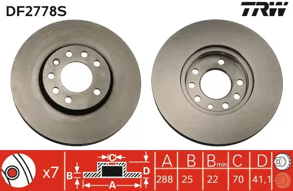 Brake Disc DF2778S - TRW