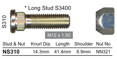 Stud & Nut NS310 - Nice Products | Universal Auto Spares
