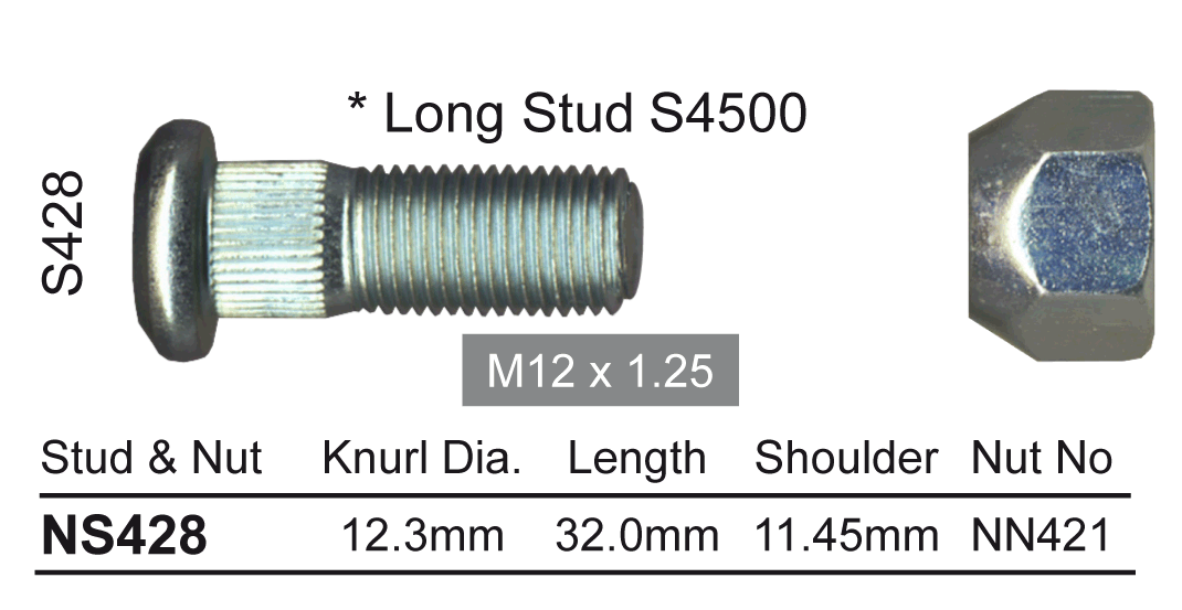 Stud & Nut NS428 - Nice Products | Universal Auto Spares