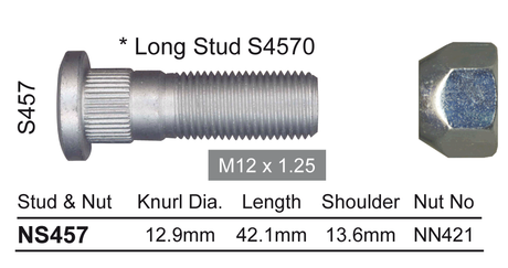 Stud & Nut Fits Nissan NS457 - Nice Products | Universal Auto Spares