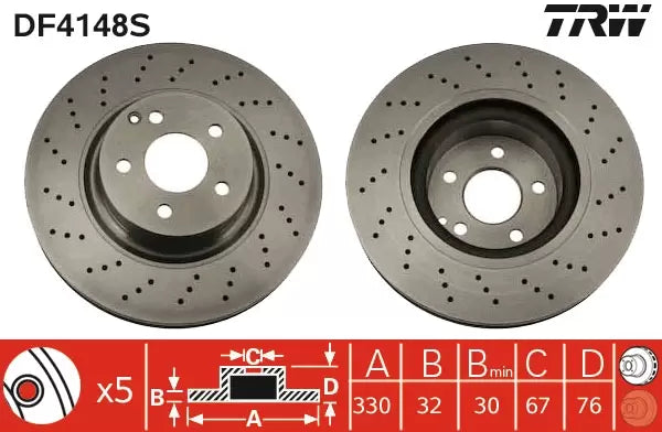 Brake Disc DF4148S - TRW