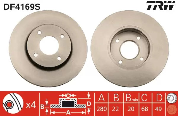 Brake Disc DF4169S - TRW