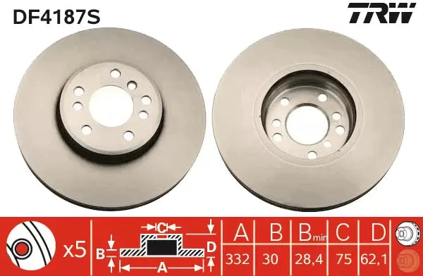 Brake Disc DF4187S - TRW