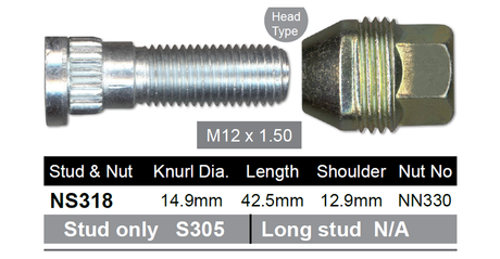 Stud & Nut NS318 - Nice Products | Universal Auto Spares