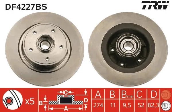 Brake Disc DF4227BS - TRW