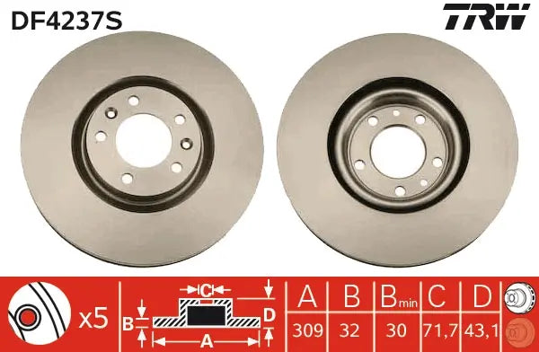 Brake Disc DF4237S - TRW