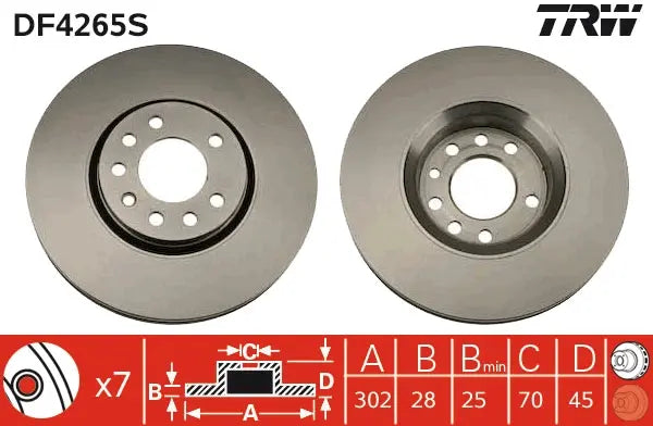 Brake Disc DF4265S - TRW