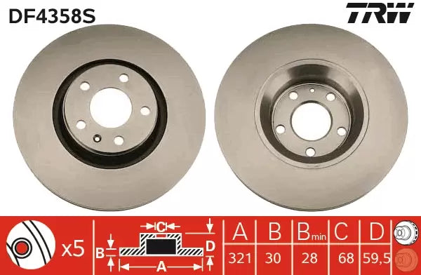 Brake Disc DF6358S - TRW