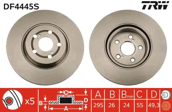 Brake Disc DF4445S - TRW