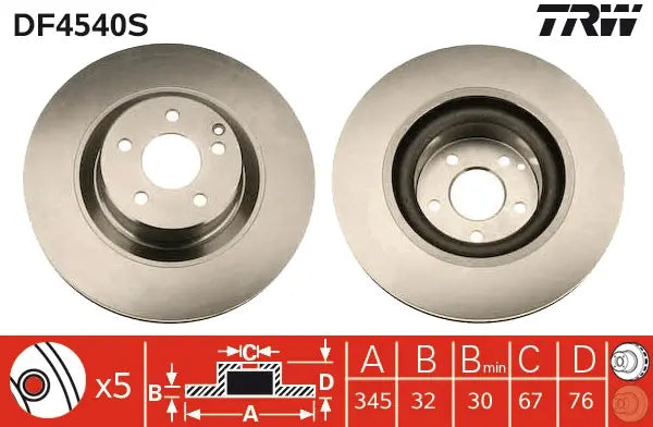 Brake Disc DF4540S - TRW