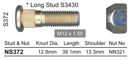 Stud & Nut NS372 - Nice Products | Universal Auto Spares
