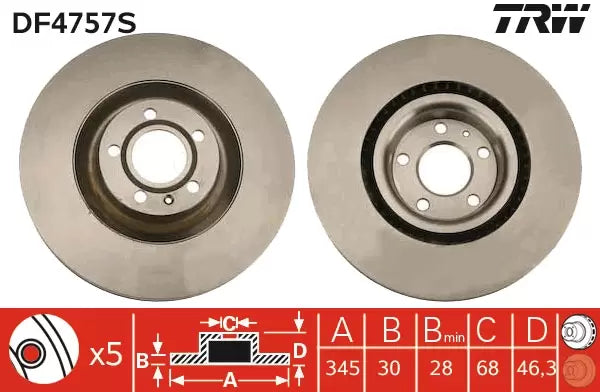 Brake Disc DF4757S - TRW