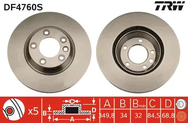 Brake Disc DF4760S - TRW