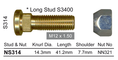 Stud & Nut NS314 - Nice Products | Universal Auto Spares