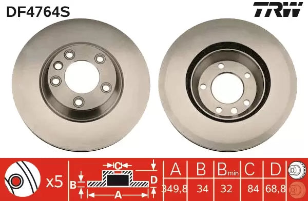 Brake Disc DF4764S - TRW