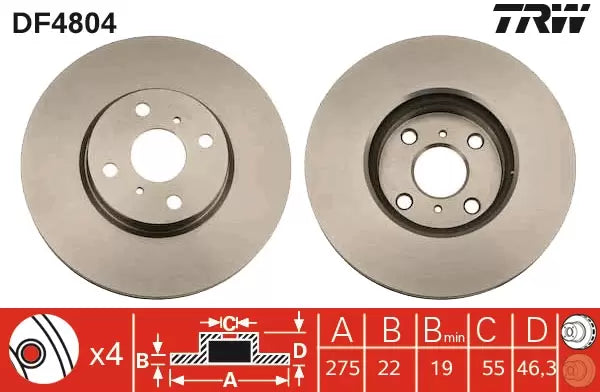 Brake Disc DF4804 - TRW