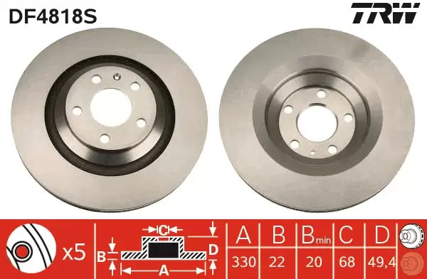 Brake Disc DF8881S - TRW