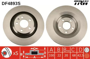 Brake Disc DF4893S - TRW