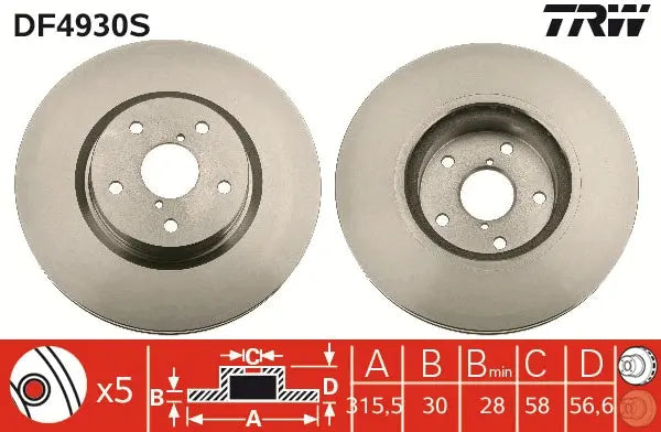Brake Disc DF4930S - TRW