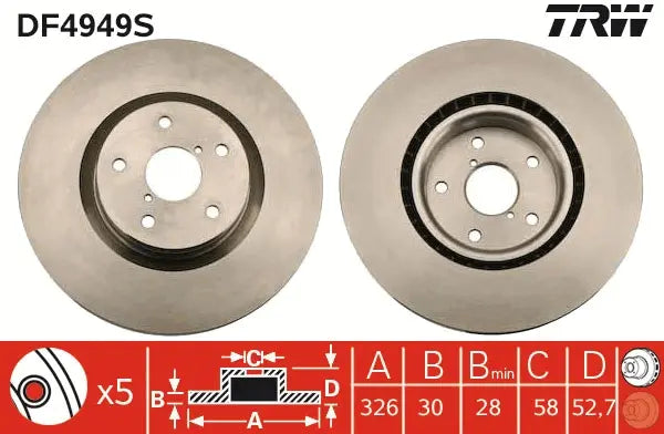 Brake Disc DF4949S - TRW