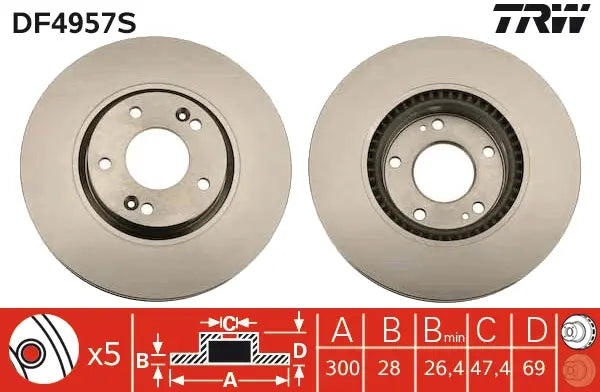 Brake Disc DF4957S - TRW