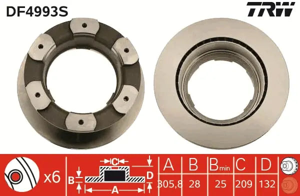 Brake Disc DF7993S - TRW