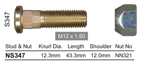 Stud & Nut NS347 - Nice Products | Universal Auto Spares