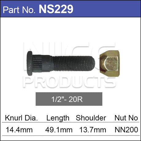 Stud & Nut NS229 - Nice Products | Universal Auto Spares
