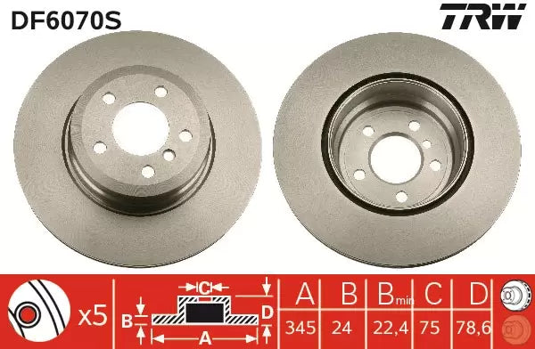 Brake Disc DF6770S - TRW