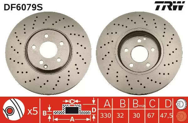 Brake Disc DF6079S - TRW